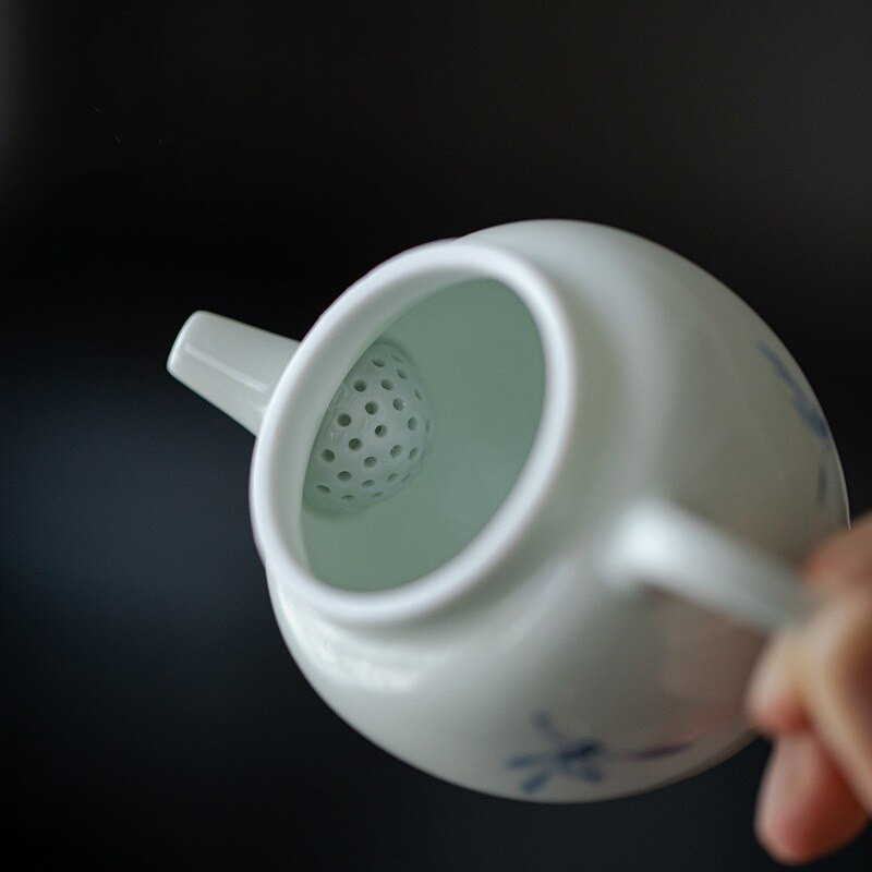 120 ml balto porceliano rankomis dažytas orchidėjų arbatinukas Vieno puodo keraminis rankinis arbatos virimo aparatas su filtru Kung Fu arbatos rinkinys
