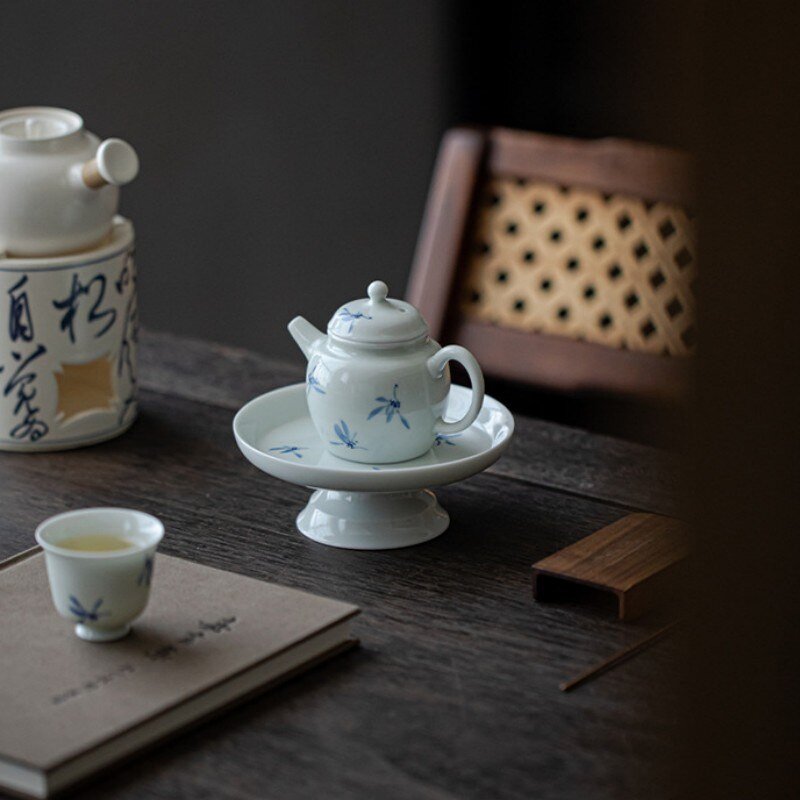 120 ml balto porceliano rankomis dažytas orchidėjų arbatinukas Vieno puodo keraminis rankinis arbatos virimo aparatas su filtru Kung Fu arbatos rinkinys