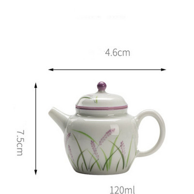 120 ml Dehua fehér porcelán kézzel festett teáskanna Levendula kerámia kézi edény Új kínai stílusú Kung Fu teáskészlet egy teáskanna
