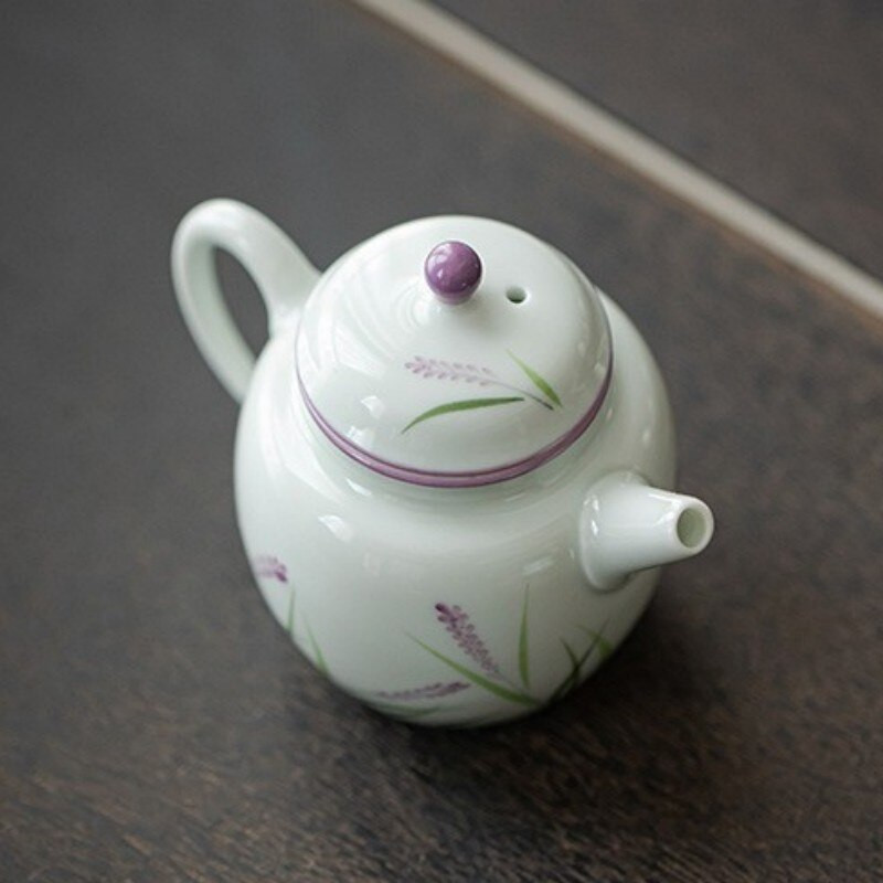120 ml Dehua fehér porcelán kézzel festett teáskanna Levendula kerámia kézi edény Új kínai stílusú Kung Fu teáskészlet egy teáskanna