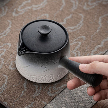 230 ml Китайски минималистичен чайник с керамична странична дръжка Модерен чайник Единична тенджера с филтър Kung Fu Tea Чаен комплект против изгаряне