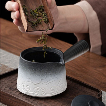 230 ml Китайски минималистичен чайник с керамична странична дръжка Модерен чайник Единична тенджера с филтър Kung Fu Tea Чаен комплект против изгаряне