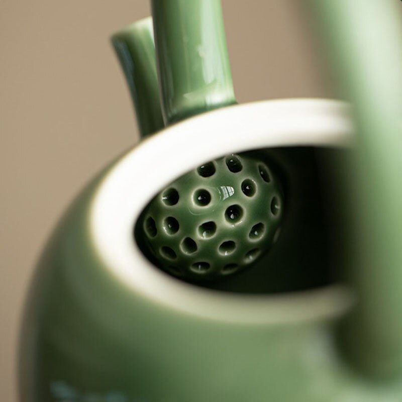Cuptor Yue Celadon ceainic în stil japonez Set de ceai Kung Fu din ceramică Oală rotundă cu fascicul de ridicare din sticlă albastră Filtru de ceai Oală mică