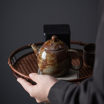 210 мл японска груба керамика Shadow White Dragon Egg Pot Ръчно изработен керамичен чайник Чайник Малък чайник Ретро Кунг Фу Чаен комплект