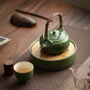 180ml Green Glass Glaze Lifting Beam Pot Ιαπωνικό κεραμικό Kung Fu Teapot Yue Kiln Celadon Rattan Lifting Beam Small Pot Teapot