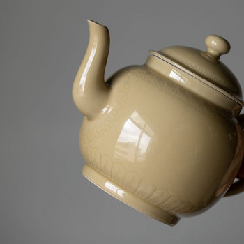Ding Ware Жълт чайник Керамичен жълт сервиз за чай Малък чайник Ръчно изработен комплект за чай Kung Fu Чайник Ruyi Чайник Чайник Чайник