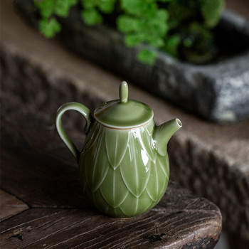 170 ml Yue Kiln Celadon Secret-color Glaze Чайник с голям капацитет с форма на лотос Домакински сервиз за чай Kung Fu Керамичен чайник Единична тенджера