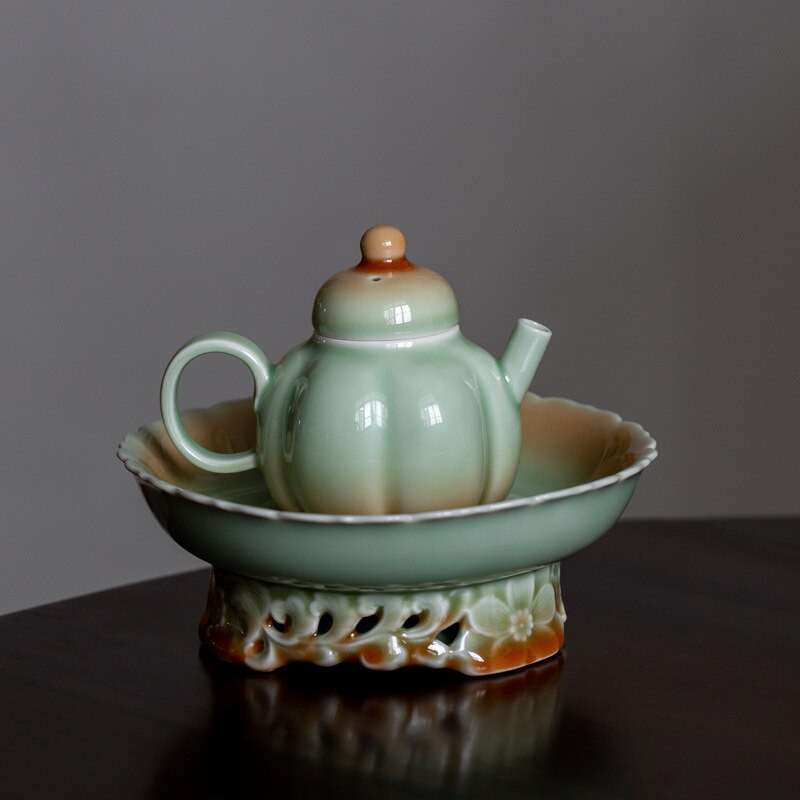 Új 125 ml-es Retro Celadon Gradient Pumpkin Pot Exquisite Household Teáskanna Literati Sketch Pot Play Pot Tea Club Kung Fu teáskészlet