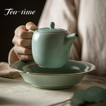 220 ml Azure Porcelain Ru Kiln Teapot Office Meeting Guest Household Чайник Ceramic Open Peice Can Raise Single Pot Kungfu Teaset