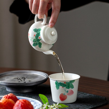 100ml Pure Hand-painted Strawberry Art Ceramic Teapot Single Pot Οικιακό βραστήρα τσαγιού Σκίτσο Pot with Filter Hole Teaset Kung Fu