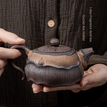 Ιαπωνικό επιχρυσωμένο σιδερένιο γλάσο Lotus Θυμίαμα λαβή Κατσαρόλα Κεραμική Τσαγιέρα Kung Fu Μονή Τσαγιέρα Hand Ewer Pu\'er Tea Making Συσκευή