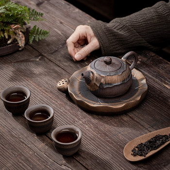 Японска позлатена желязна глазура Лотос Тамян Дръжка Саксия Керамичен Кунг Фу Чайник Единичен чайник Ръчен Ewer Pu\'er Устройство за приготвяне на чай