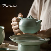 300 ml-es retro azúrkék porcelán teáskanna kézzel készített ru kemence kerámia edény szűrővel kínai teafőző Kung Fu teafőző, növelheti a játékot