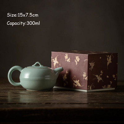 300 ml-es retro azúrkék porcelán teáskanna kézzel készített ru kemence kerámia edény szűrővel kínai teafőző Kung Fu teafőző, növelheti a játékot
