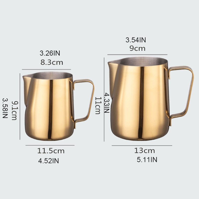 Tejhabosító kancsók Kávégőzölő kancsók 350/600 ml-es rozsdamentes acél kancsók eszpresszó cappuccinohoz és tejhabosítóhoz