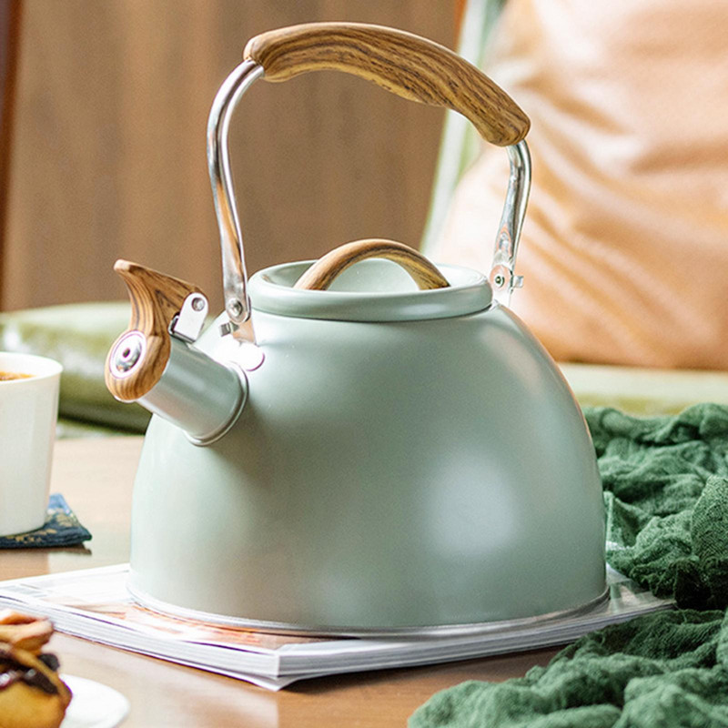 Свистящ чайник Чайник за пикник Туристически чайник Звучащ чайник с дървена дръжка Прибори за хранене Чайник за кухня Вряща вода