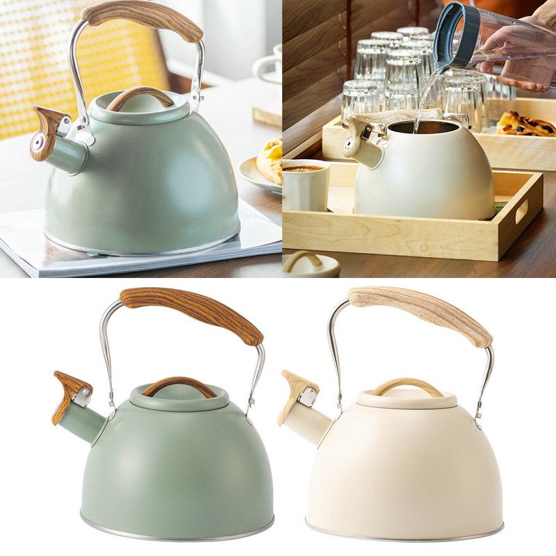 Свистящ чайник Чайник за пикник Туристически чайник Звучащ чайник с дървена дръжка Прибори за хранене Чайник за кухня Вряща вода