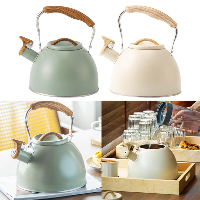Свистящ чайник Чайник за пикник Туристически чайник Звучащ чайник с дървена дръжка Прибори за хранене Чайник за кухня Вряща вода