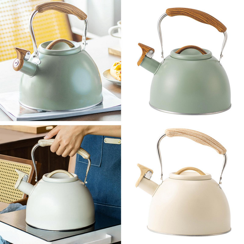Свистящ чайник Чайник за пикник Туристически чайник Звучащ чайник с дървена дръжка Прибори за хранене Чайник за кухня Вряща вода