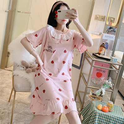 Нов модел дамска нощница с обло деколте и къс ръкав за кърмачки