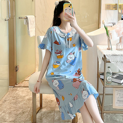 Нов модел дамска нощница с обло деколте и къс ръкав за кърмачки