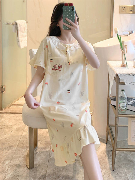 Нов модел дамска нощница с обло деколте и къс ръкав за кърмачки