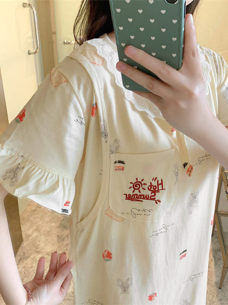 Нов модел дамска нощница с обло деколте и къс ръкав за кърмачки