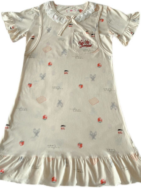 Нов модел дамска нощница с обло деколте и къс ръкав за кърмачки