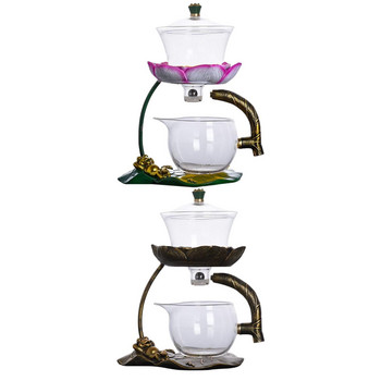 Стъклен чайник, подвижна дръжка против изгаряне, здрава за декорация на маса в офиса