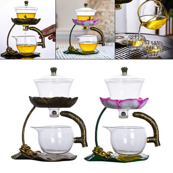 Стъклен чайник, подвижна дръжка против изгаряне, здрава за декорация на маса в офиса