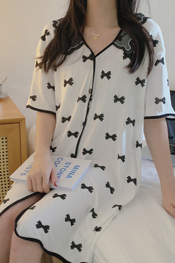 Mornea θηλυκό Modal βαμβακερό βαμβακερό καλοκαίρι εγκύων γυναικών μετά τον τοκετό που θηλάζουν φεγγάρι παιδικό φόρεμα λεπτό φόρεμα, πιτζάμες τροφοδοσίας ζακέτα