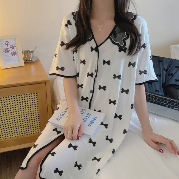 Mornea female Modal cotton cotton summer pregnant women's postpartum breastfeeding moon child clothes thin dress, cardigan feed pajamas
