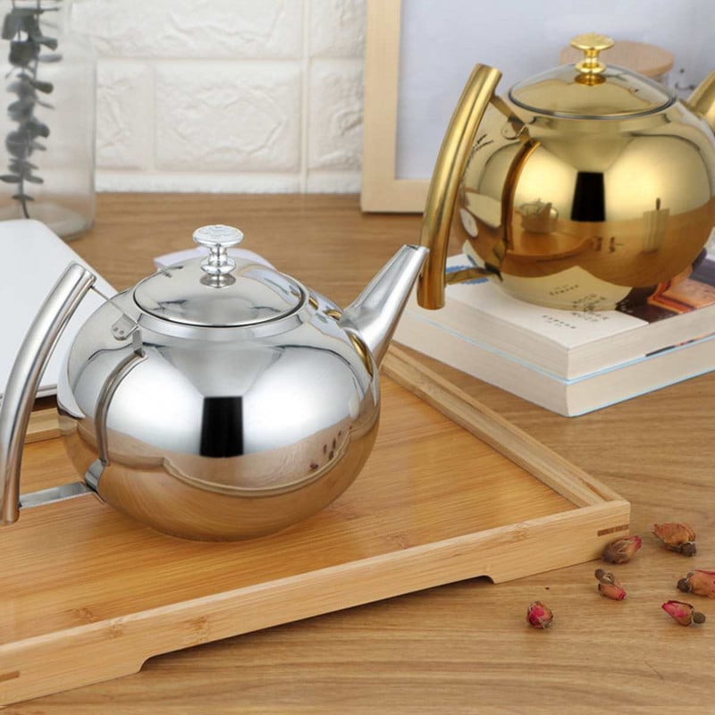 Ceainic 1.5L/2L Argintiu auriu Ceainic din oțel inoxidabil cu filtru Acasă modernă Hotel Cafea Restaurant Argintiu Aur Ceainic ceainic