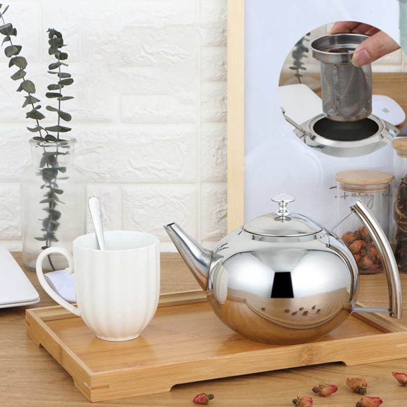 Ceainic 1.5L/2L Argintiu auriu Ceainic din oțel inoxidabil cu filtru Acasă modernă Hotel Cafea Restaurant Argintiu Aur Ceainic ceainic