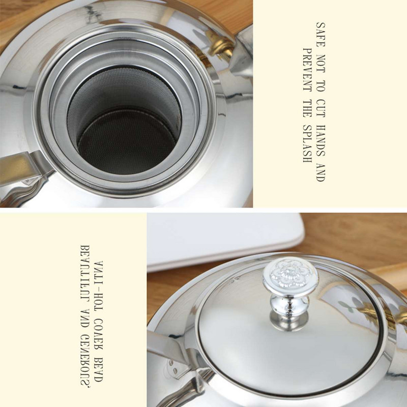 Ceainic 1.5L/2L Argintiu auriu Ceainic din oțel inoxidabil cu filtru Acasă modernă Hotel Cafea Restaurant Argintiu Aur Ceainic ceainic