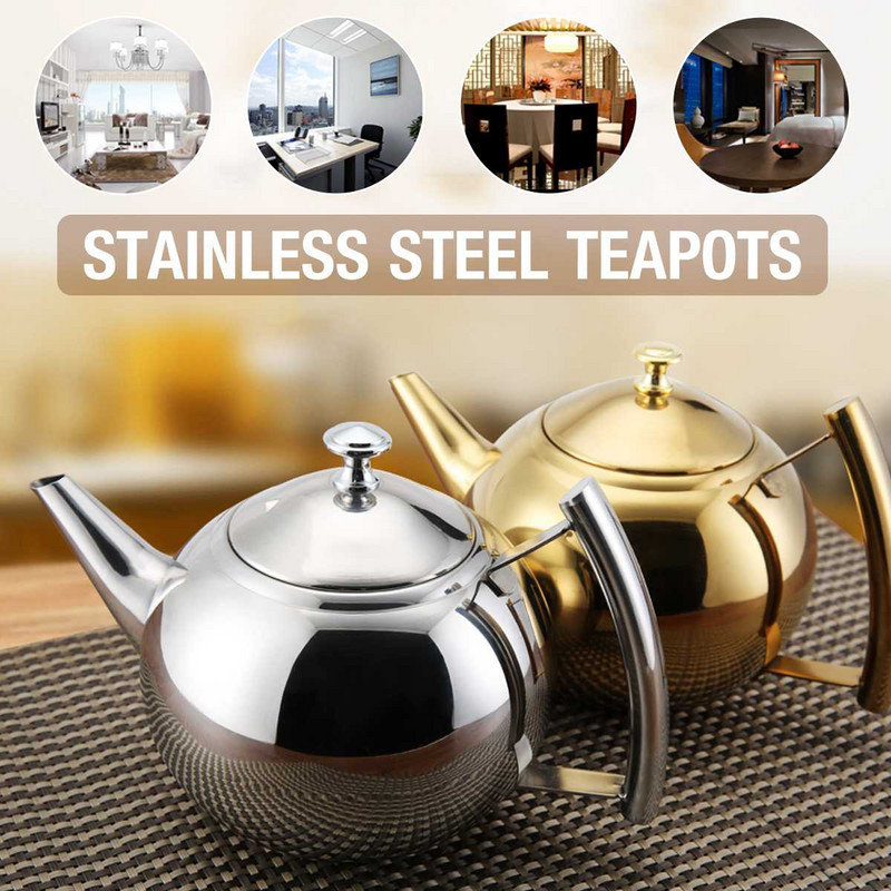 Ceainic 1.5L/2L Argintiu auriu Ceainic din oțel inoxidabil cu filtru Acasă modernă Hotel Cafea Restaurant Argintiu Aur Ceainic ceainic