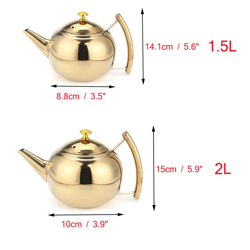 Ceainic 1.5L/2L Argintiu auriu Ceainic din oțel inoxidabil cu filtru Acasă modernă Hotel Cafea Restaurant Argintiu Aur Ceainic ceainic