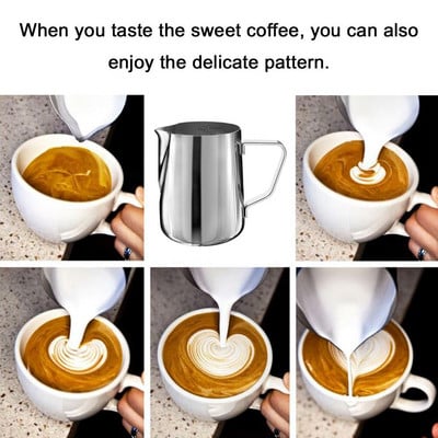 Nerūsējošā tērauda putojošs tvaicēšanas krūka Garland Cup 350 ml espresso automātam, kafijas piena putotājam un latte automātam