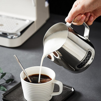 Ανοξείδωτη Στάμνα Καφέ Γάλα με Αφρώδη Γάλα με Θερμόμετρο - Φτιάξτε τέλειο αφρό για τον καφέ σας Cappuccino 350ml 550ml