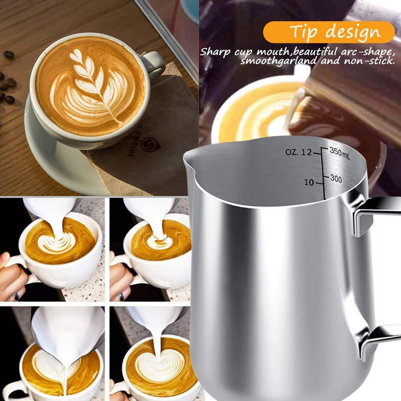 Rozsdamentes acél tejhabosító kancsó Barista kávékancsó habosító csésze kávézó kiegészítők cappuccinohoz, eszpresszóhoz, tejeskávéhoz, tejszínhez