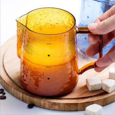 Кана за разпенване на мляко от високо боросиликатно стъкло, 20 oz/600 ml еспресо кафе, бариста, лате капучино, чаша за разпенване на мляко и сметана, кана за разпенване