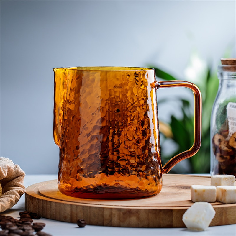 Urcică pentru spumare de lapte din sticlă borosilicată, 20 oz/600 ml Cafea espresso Barista Latte Cappuccino Cupă cu cremă de lapte.