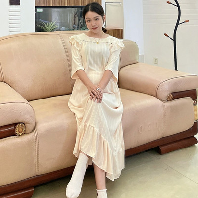 Дамска нощница с дълъг ръкав за кърмачки