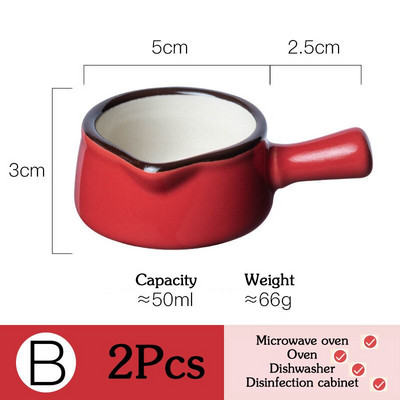 2 τμχ Μίνι Κεραμική Κανάτα Γάλα με Λαβή Αξεσουάρ Καφέ Φλιτζάνι Σάλτσα Κεραμικό Μπολ Καρυκεύματα Εργαλεία κουζίνας