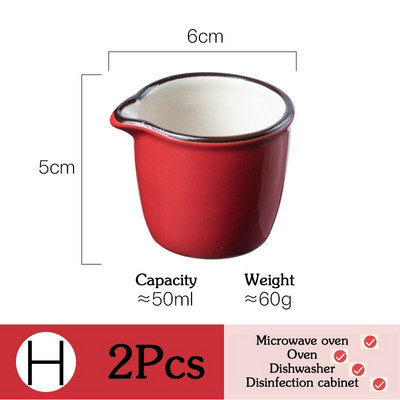 2 τμχ Μίνι Κεραμική Κανάτα Γάλα με Λαβή Αξεσουάρ Καφέ Φλιτζάνι Σάλτσα Κεραμικό Μπολ Καρυκεύματα Εργαλεία κουζίνας