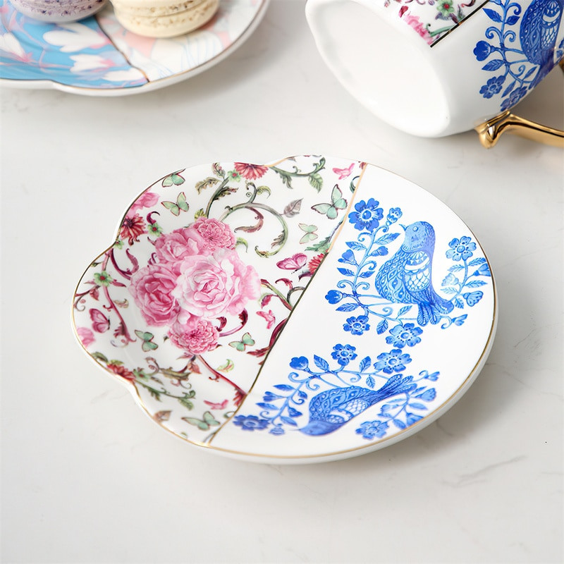 Keramika Kavos puodeliai Lėkštės Kostiumas Angliško stiliaus Originalumas Juodosios arbatos arbatos puodelis Buitinė popietės arbata Latte Juodos kavos puodeliai