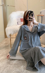 Cămașă de noapte casual pentru alăptare, cu mânecă lungă