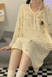 Cămașă de noapte casual pentru alăptare, cu mânecă lungă