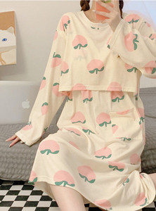 Cămașă de noapte casual pentru alăptare, cu mânecă lungă