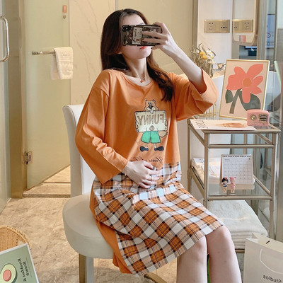 Cămașă de noapte casual pentru alăptare, cu mânecă lungă